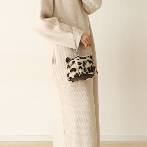 Creema限定新春福袋〈竹〉巾着型マルチバッグ PUxボア（5色）＋豹の顔