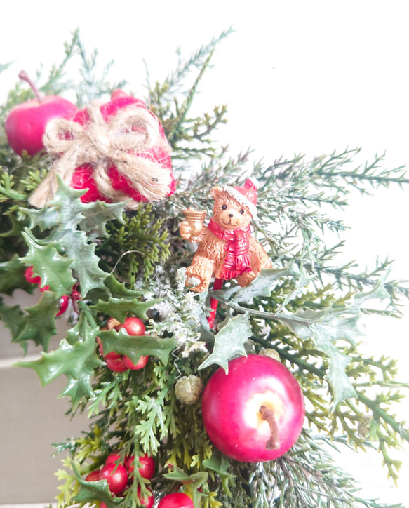【クリスマス】くまサンタと一緒に! ハッピークリスマスリース　★ラッピング無料★ 5枚目の画像