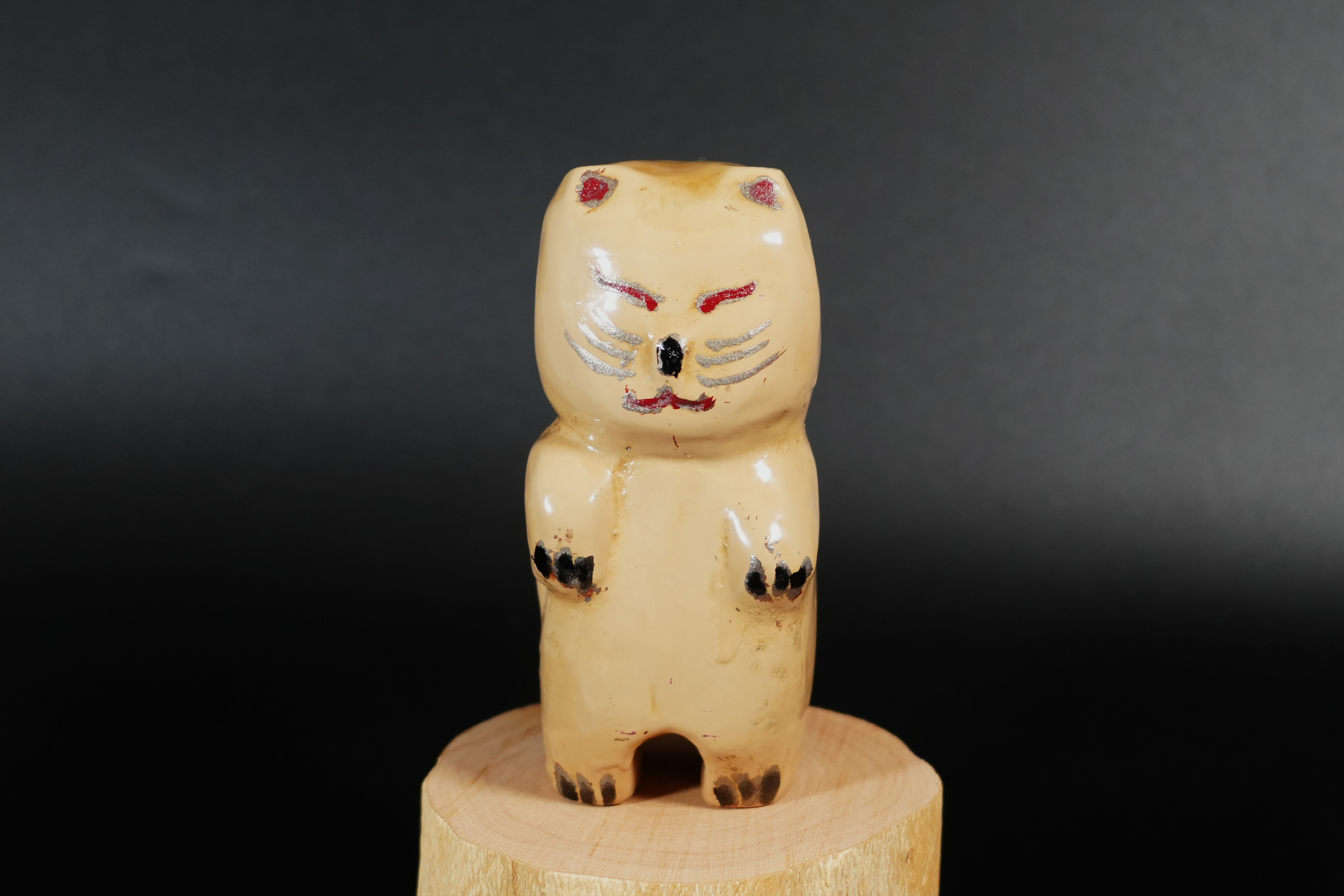 Makie  White  Cat   001      (蒔絵　白招き猫)