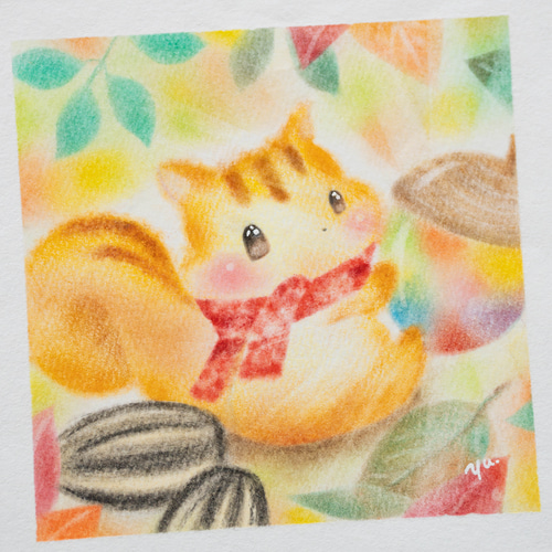 【原画】『ガンフリック』（絵画　パステル画　リス　動物画） 原画】『ガンフリック』（絵画 パステル画 リス 動物画）