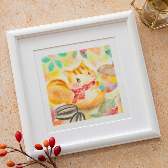 【原画】『ガンフリック』（絵画　パステル画　リス　動物画） 原画】『ガンフリック』（絵画 パステル画 リス 動物画）