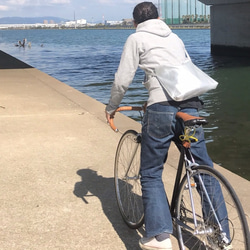 ビッグサコッシュ グリーン　本革製　サコッシュバッグ 10枚目の画像