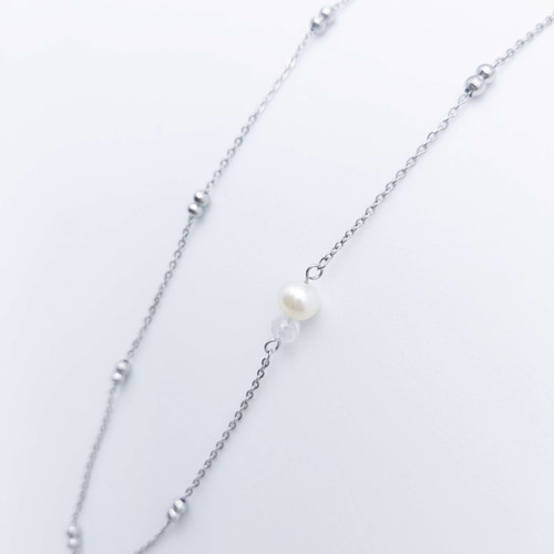 K18☆】選べる天然石ブレスレット水晶とパールのネックレスと3点セット