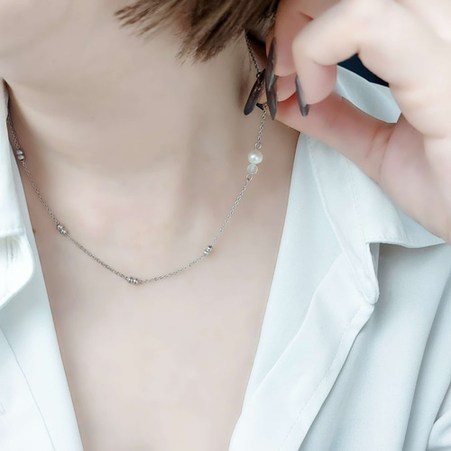 K18☆】選べる天然石ブレスレット水晶とパールのネックレスと3点セット