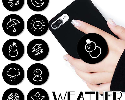 スマホグリップ 天気 太陽 星 月 虹 雪だ グリップスタンド 落下防止