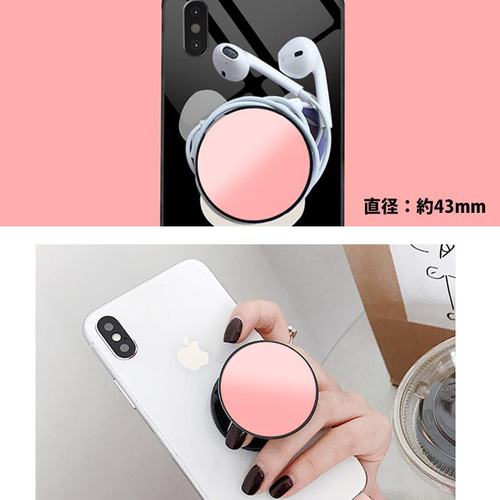 スマホグリップ ボーダー モノクロ 白黒 グリップスタンド 落下
