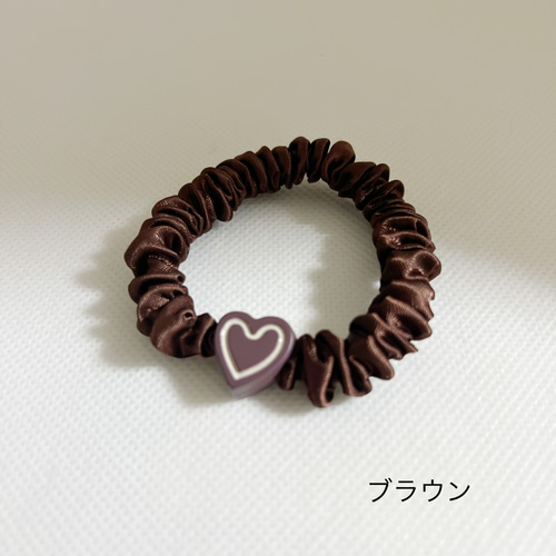 かわいいハート ヘアシュシュ 1本 全5色 シュシュ ヘアゴム ヘア