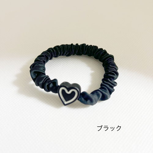 かわいいハート ヘアシュシュ 1本 全5色 シュシュ ヘアゴム ヘア