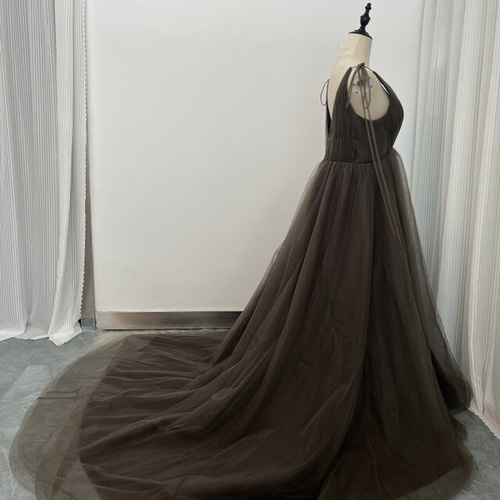 実例写真！パーティードレス キャミソール リボン バックレス カラー  