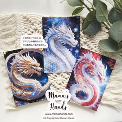 金龍 白龍 赤龍 宇宙 龍神 龍 イラスト アート 3枚 ハガキ ポスト