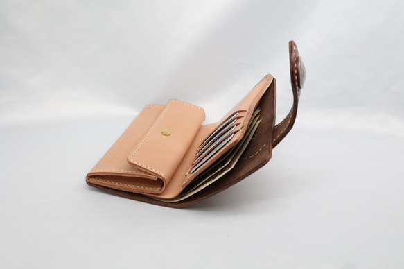 《数量限定品》栃木レザー ハーフウォレット（ブラウン色）送料無料 3枚目の画像