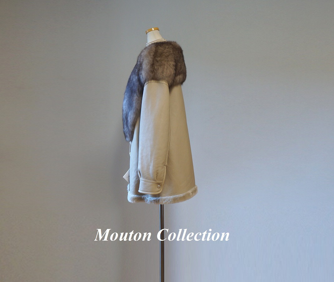 ラグジュアリーな冬の相棒☆フォックス×ムートンコート新品　本革×リアルファーコート　ダブルフェイスムートンコート　大人
