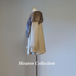 好印象を演出☆ホワイトフォックスファー付コート ウェッジウッド