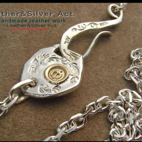 シルバーチェーン 細角小豆 925 金具オリジナル1点物k18 925チェーン 