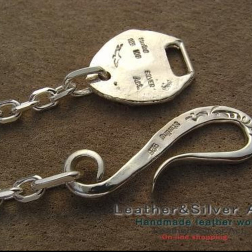 シルバーチェーン 細角小豆 925 金具オリジナル1点物k18 925チェーン 