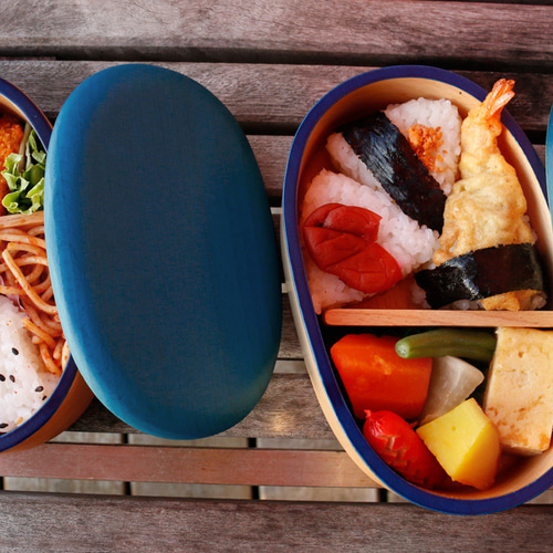 KyutarouBLUE std 弁当箱 大【青・ブルーの木製食器】 弁当箱