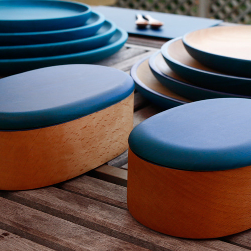 KyutarouBLUE std 弁当箱 大【青・ブルーの木製食器】 弁当箱・ランチ