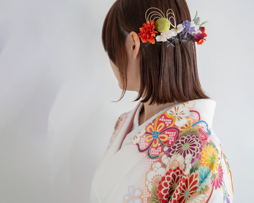 【卒業式袴髪飾り ハーフアップG】桜ヘッドドレス＆組紐ゴールド成人式前撮り卒園式 赤・ピンク・白の卒業式袴・桜の髪飾り】ハーフアップG