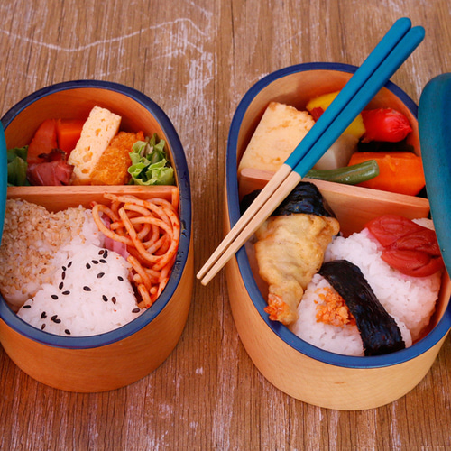 KyutarouBLUE 爽 弁当箱 大【青・ブルーの木製食器】 弁当箱