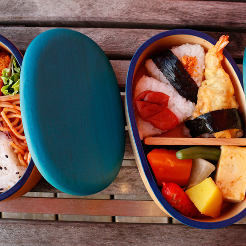 KyutarouBLUE 爽 弁当箱 大【青・ブルーの木製食器】 弁当箱