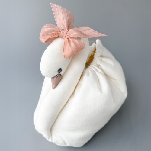 白鳥 スワン ふわふわ コットン ミニバッグ ポーチ 白鳥 スワン