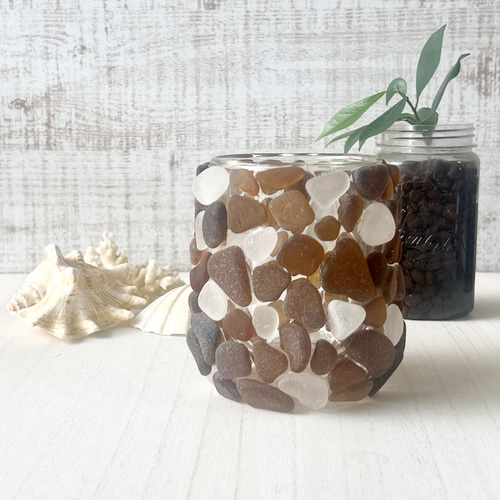 癒し空間に灯すシーグラスモザイクキャンドルホルダー キャンドル