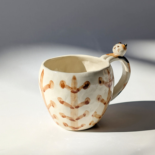 ☆即納可能☆ 三毛猫のコーヒーカップ 手びねり マグカップ 陶芸工房