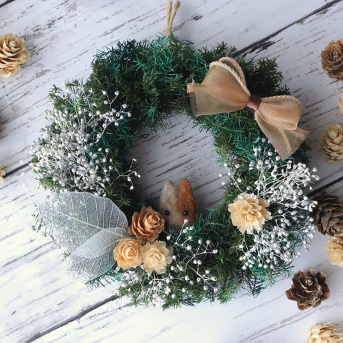 ミニクリスマスリースと選べるミニスワッグのセット*妖精の森の