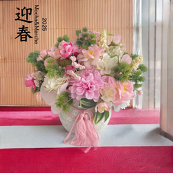 新春を彩る華やかで気品あふれるしめ縄リース しめ飾り 正月リース 造花 門松 花 しめ縄 しめ縄リース しめ飾り しめ縄飾り 門松 正月アレンジ