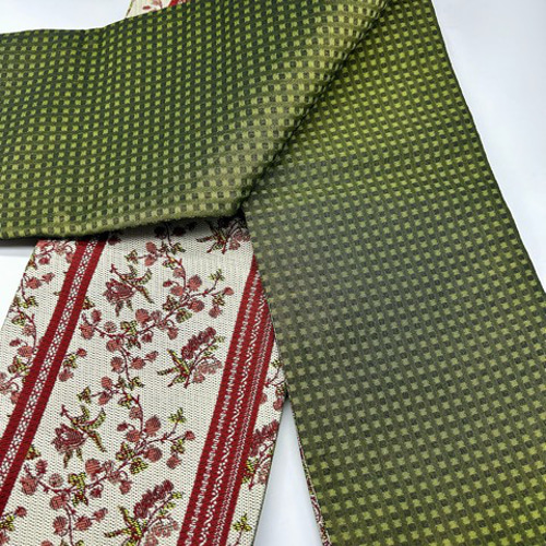 2506半幅帯＆豪華帯留め・帯飾り・髪飾り 絹帯締め 『ふりふ』 和装  