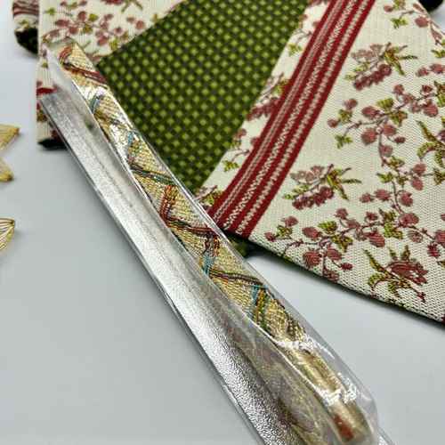 2506半幅帯＆豪華帯留め・帯飾り・髪飾り 絹帯締め 『ふりふ』 和装  