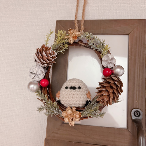 送料込み》シマエナガのクリスマスリース リース sucoro. 通販