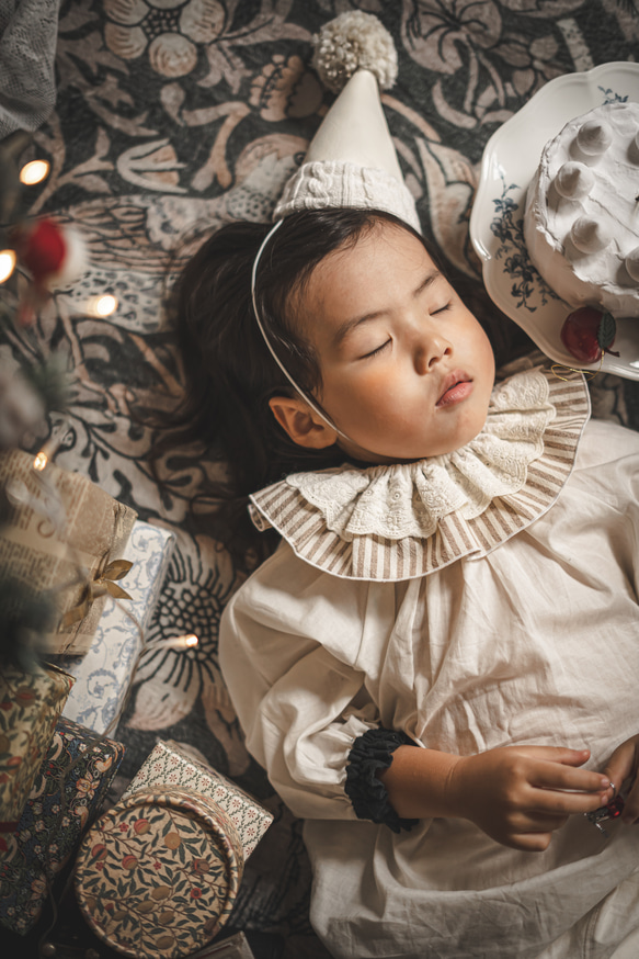 クリスマスにも♡】フリルスタイ（ストライプ×レース）リバーシブル