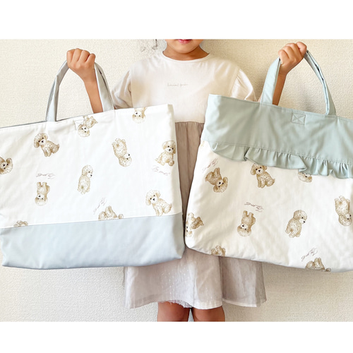 ごん様オーダーページ♡トイプードル犬柄✖️水色⭐︎お手さげバッグ 