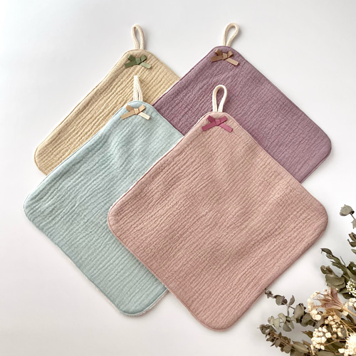 ぽこぽこガーゼのループタオル☆お手ふきタオル 保育園 幼稚園 入園