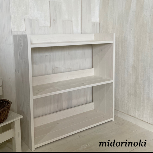 ハンドメイドシェルフ ホワイト ホワイト 4段 ワイヤートレイ