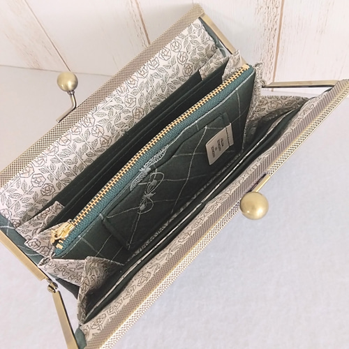 ミナペルホネン choucho(グリーン) 浮足がま口長財布 長財布