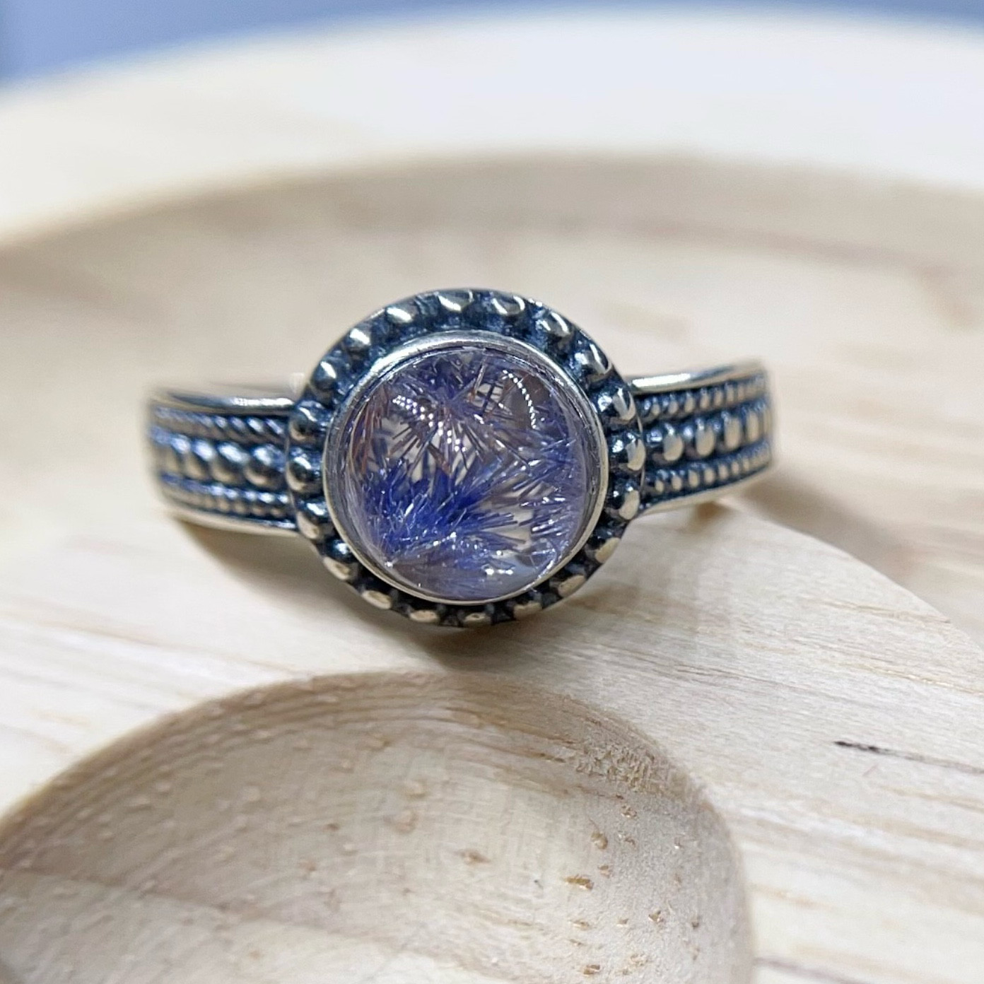 天然無処理　デュモルチェライト リング s925シルバー No689