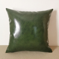 細やかなヴィンテージ風 ブラック 合皮レザー クッションカバー 40×40