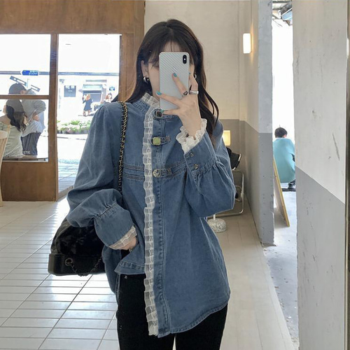 大きいサイズ レディース 秋　冬 デニム　トップス　新品 長袖　春　小さいサイズ 大きいサイズ レディース 秋 冬 デニム トップス 重ね着風 新品 長袖