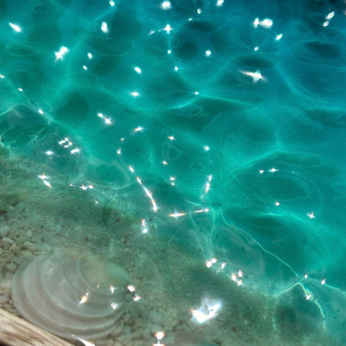 波紋木製トレー ホヌ付き レジンアート 約13.9×21.9×2cm オーシャン