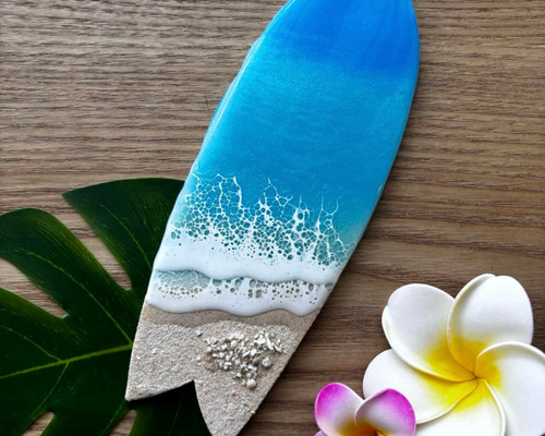 レジンアート 海アート オーシャンアート サーフボード 20cm 沖縄 珊瑚