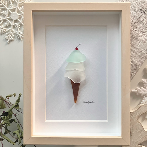 シーグラスアート アイスクリーム 立体・オブジェ 猫カボチャ 通販  