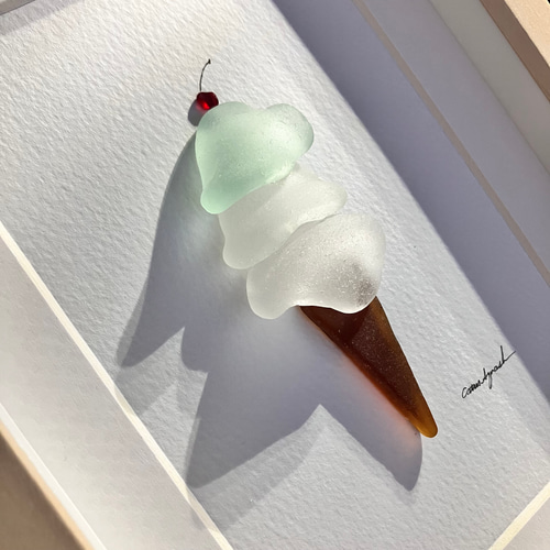 シーグラスアート アイスクリーム 立体・オブジェ 猫カボチャ 通販  