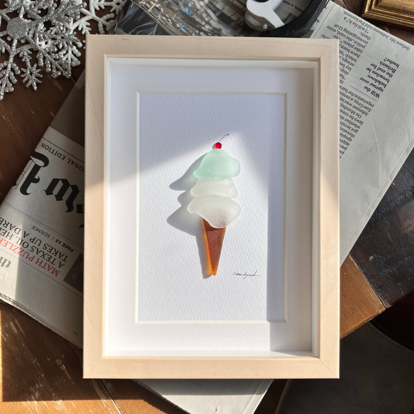 シーグラスアート アイスクリーム 立体・オブジェ 猫カボチャ 通販  