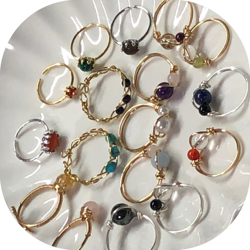 アクアマリン　ワイヤー　リング　フリーサイズ ハンドメイド アクアマリン ワイヤー リング フリーサイズ ハンドメイド