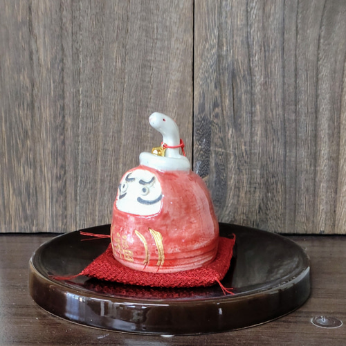 干支の巳とおとぼけ顔の福達磨 正月飾り 縁起物 その他置物 藤見窯in