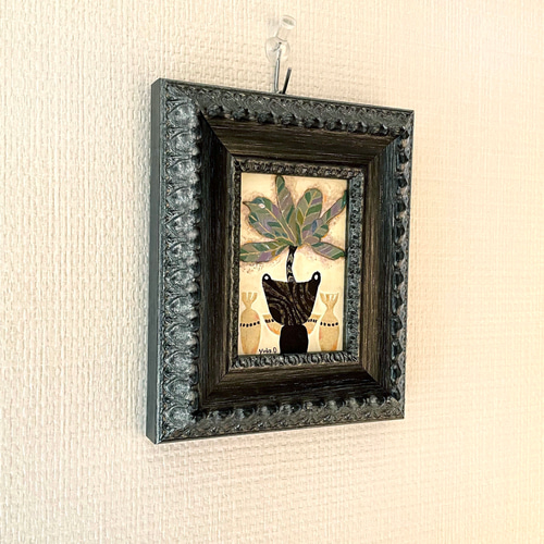 小さな絵「ボタニカルライフ」原画/額縁付き/送料無料 絵画 yuko ouchi