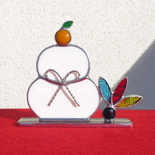 受注制作」ステンドグラス 鏡餅 お正月 その他インテリア雑貨 pi-tyan