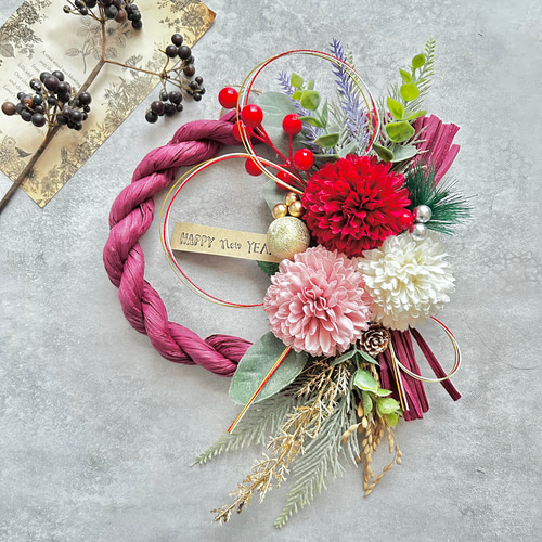 7.しめ縄リース 楽天市場】【送料無料】 ドライフラワー お正月しめ縄飾りしめ縄